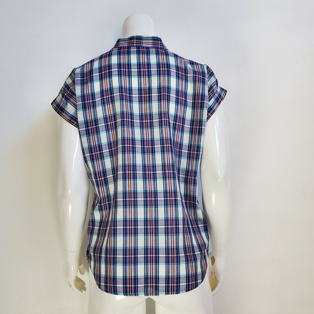 Vintage 80's Purple Plaid Button-Up Shirt - Picture 2 of 5